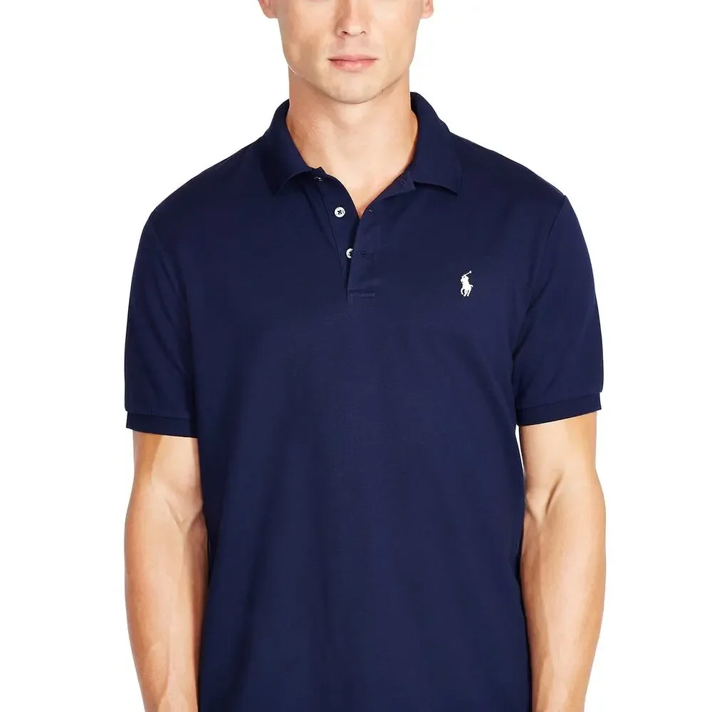 Polo Ralph Lauren Men's RL French Navy Custom Fit Stretch Mesh Polo Shirt Large